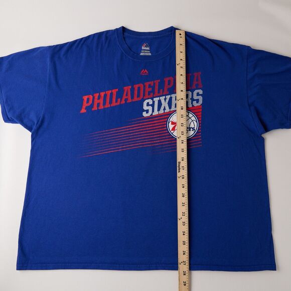 Majestic Philadelphia 76ers T-Shirt Mens 2XL Blue NBA Basketball Graphic Tee - Picture 2 of 7
